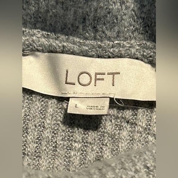 Loft Ribbed Mock Neck pullover sweater women’s Large Gray preppy cozy retro NWT - Picture 5 of 13